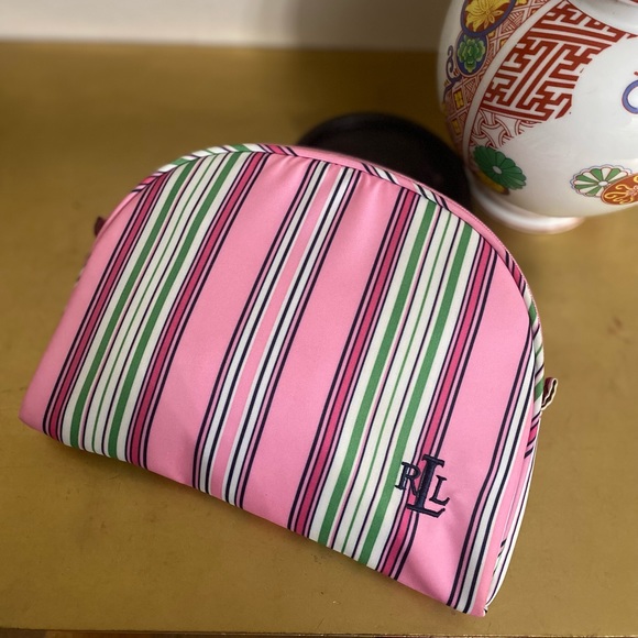 Ralph Lauren striped cosmetic makeup travel case - Picture 4 of 7